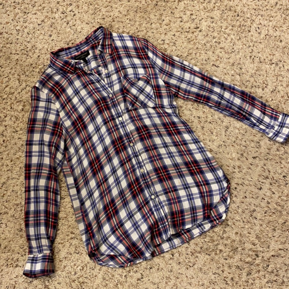 Banana Republic Button Down Shirt Plaid Boyfriend Fit